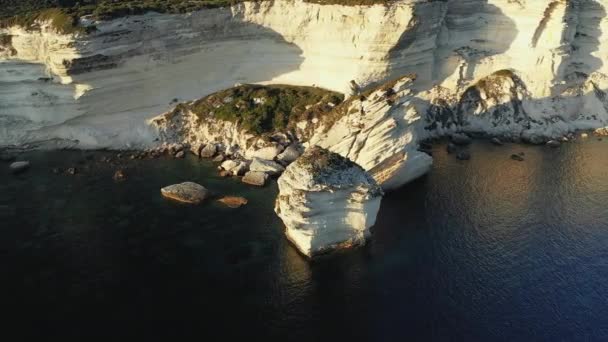 Chalk Cliffs Town Bonifacio Green Countryside Europe France Corsica Ajaccio — 图库视频影像