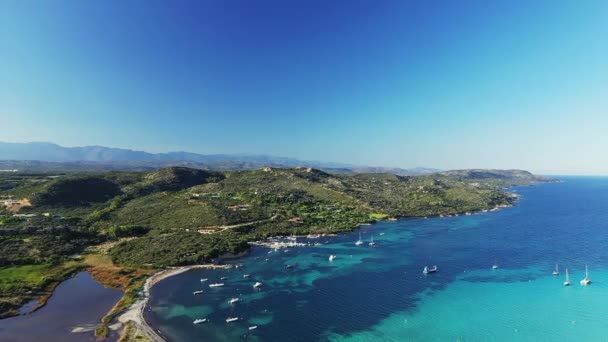 Petit Sperone Beach Foot Mountains Green Forests Europe France Corsica — 图库视频影像