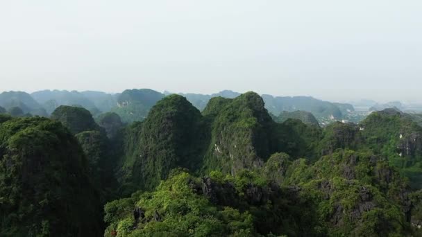 Karszt Csúcsok Rizsföldek Vidéken Felé Ninh Binh Hang Mua Nézőpont — Stock videók