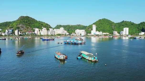 Cat Ciudad Junto Mar China Long Bay Asia Norte Vietnam — Vídeos de Stock