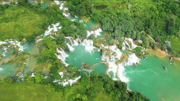 Prachtige Ban Gioc Watervallen Grens Met China Azië Noord Vietnam — Stockvideo