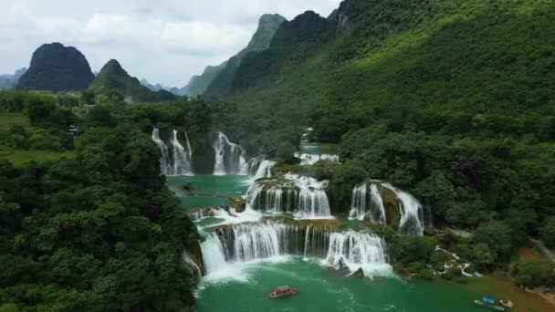 Beautiful Ban Gioc Waterfalls Border China Asia Northern Vietnam Cao — Stockvideo