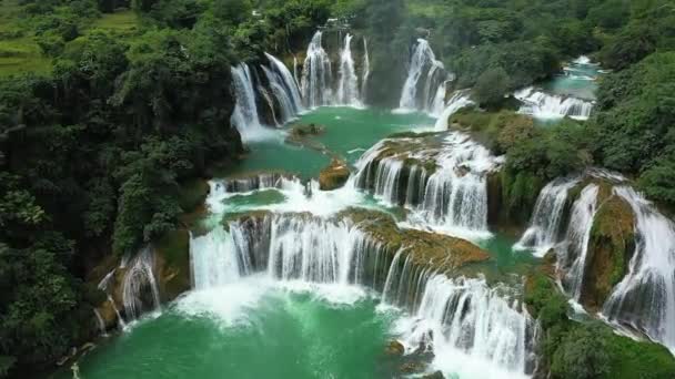 Beautiful Ban Gioc Waterfalls Border China Asia Northern Vietnam Cao — Stock Video