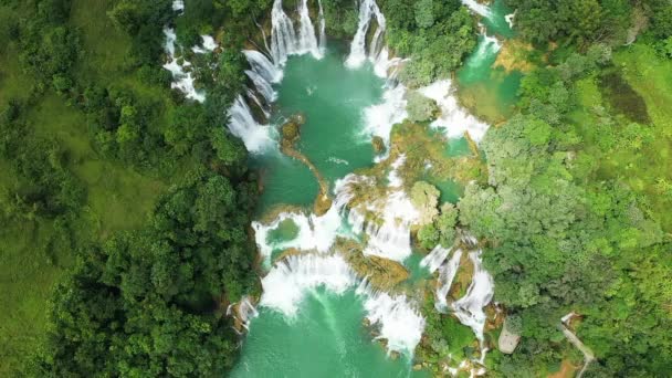 アジア 北ベトナムとの国境にある美しい潘Gioc滝 曹操バン ラングソン 夏には晴れた日に — ストック動画