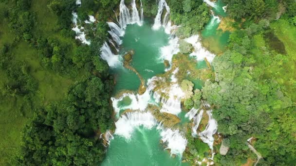 Die Wunderschönen Ban Gioc Wasserfälle Der Grenze China Asien Nordvietnam — Stockvideo