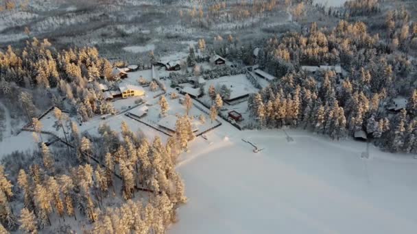 Mooie winter zonsondergang beelden van drone — Stockvideo