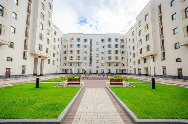 Courtyard of one of the elite residential complexes — стоковое фото