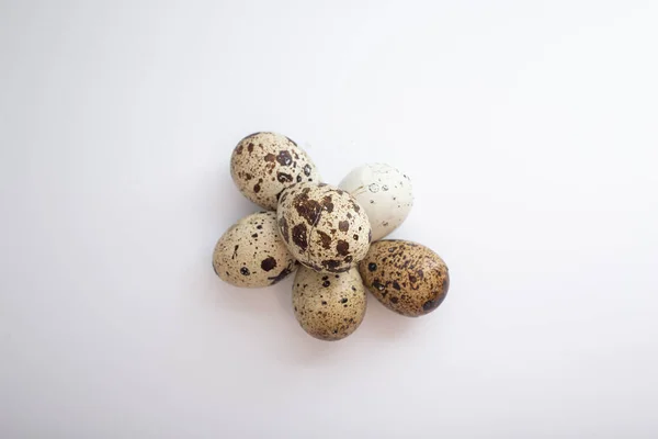 Quail Eggs Lie White Background — Stock Photo, Image