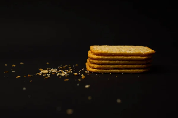 Cracker Cookies Crumbs Lies Background — Stock Photo, Image