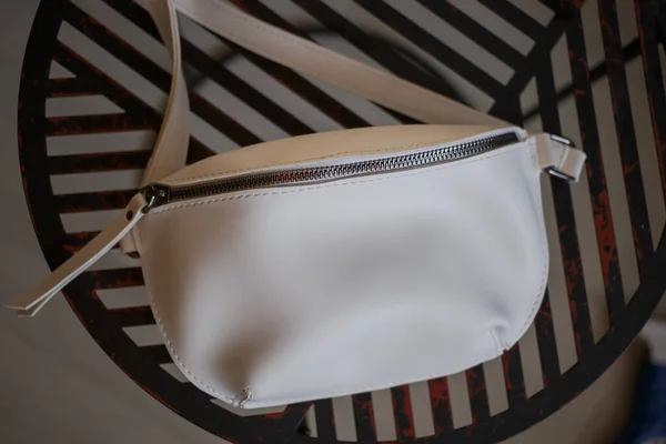 Sac Cuir Blanc Détails Minimalisme — Photo