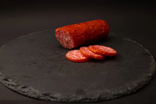 Sausage Cut Pieces Plate — Stock Photo, Image