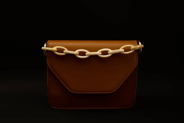 Pochette Donna Marrone Sfondo Nero — Foto Stock