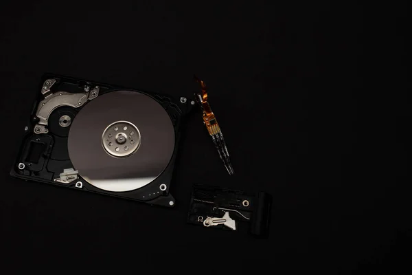 Laptop Hard Drive Black Background — Stock Photo, Image