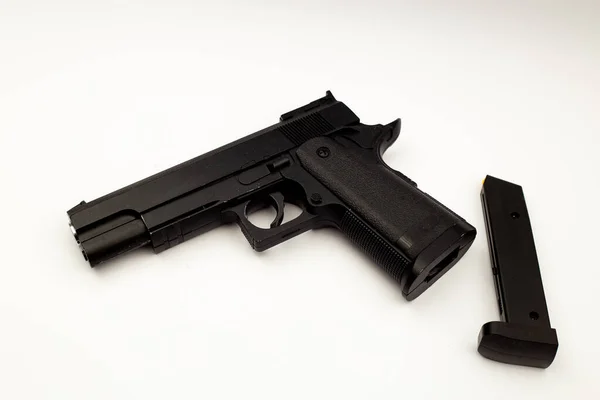 Black Gun White Background — Stock Photo, Image