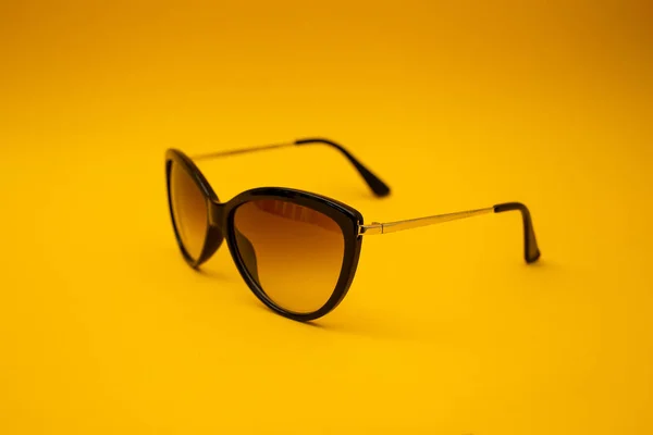 Black Sunglasses Orange Background — Φωτογραφία Αρχείου