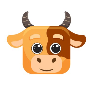 Kibar kızıl kafa, hayvan kare yüzlü, maske, ikon, logo. Çizgi film tarzında vektör illüstrasyonu