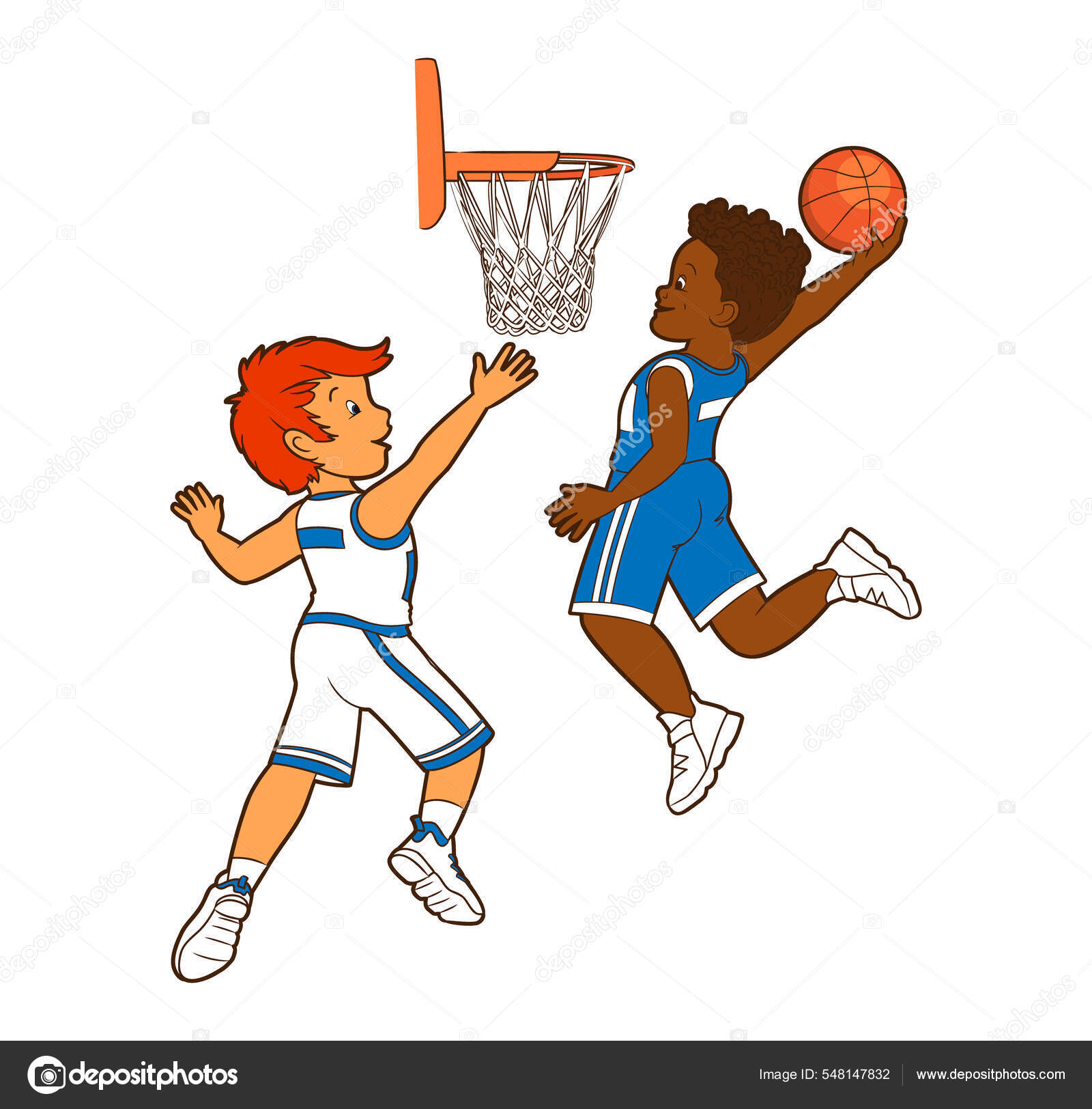 Dessin Animé, Garçon, Jouer Basket