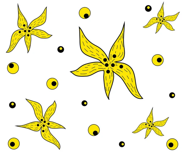 Безшовний Візерунок Диких Страшних Квітів — стоковий вектор