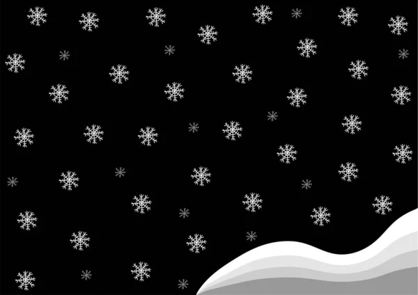 Black Background White Snowflakes — Stock Vector