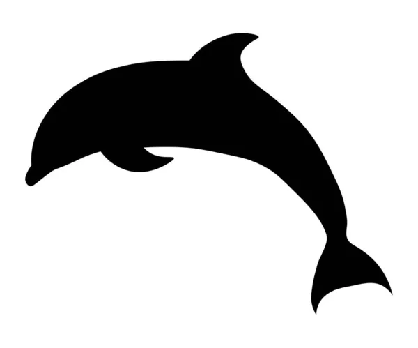 ジャンプ中のイルカの黒いシルエット — ストックベクタ