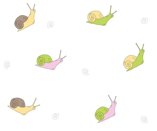 Seamless Children Pattern Multicolored Snails — Vettoriale Stock