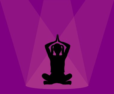 Nilüfer pozisyonunda elleri havada yoga yapan bir kızın silüeti.