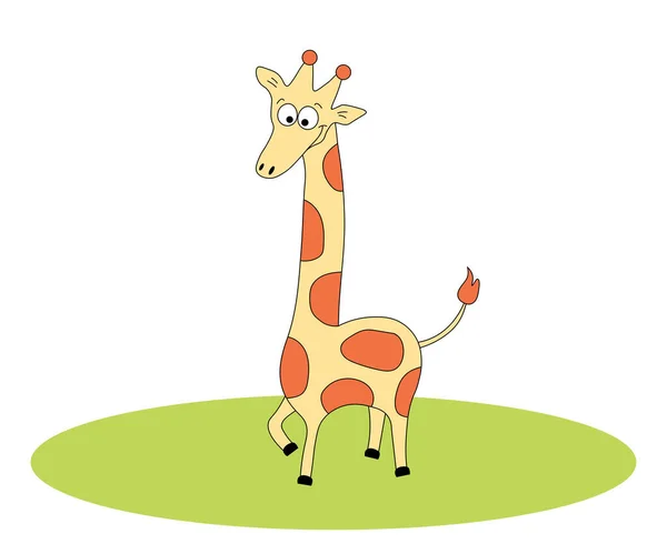 Glad Gul Giraff Står — Stock vektor