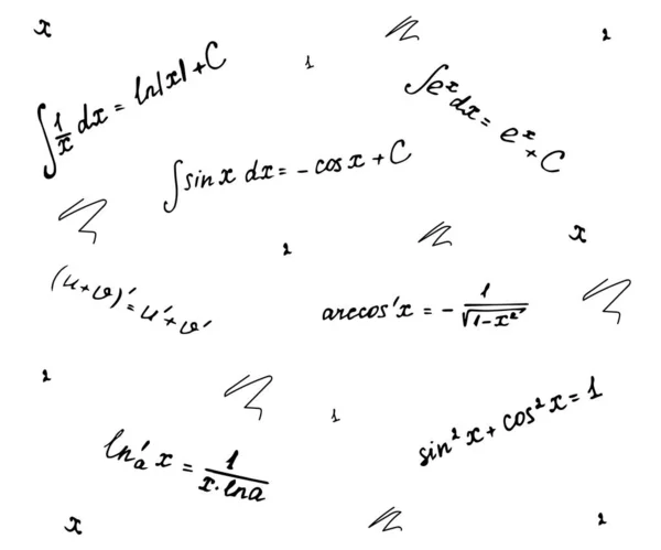 Patrón Sin Costuras Fórmulas Matemáticas Sobre Fondo Blanco — Archivo Imágenes Vectoriales