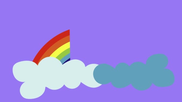 Video Animatie Regenboog Verschijnt Lucht Wolken Verdwijnen — Stockvideo