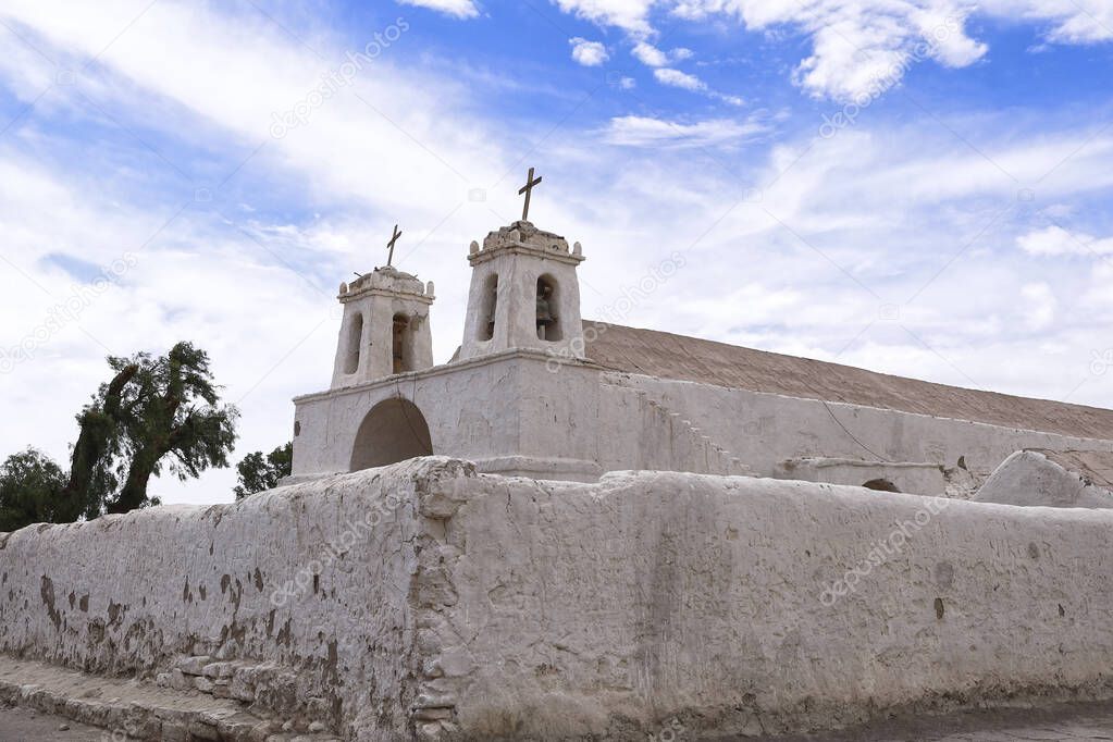 Catholic old church in Chiu Chiu in Atacama region of Chile. Built in 1610 by San Francisco de Asis mission