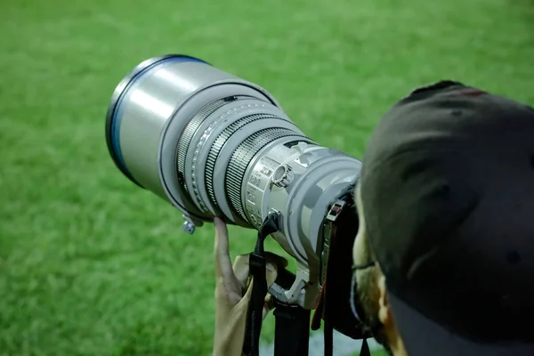 Camera Lens Soccer Field Eye Pitch — Stock Photo, Image