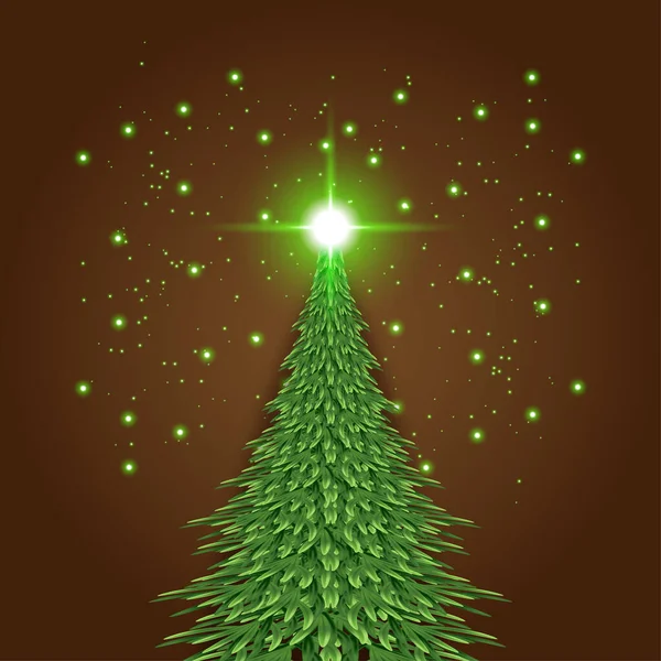 Üstünde Parlayan Bir Yıldız Olan Noel Ağacı Posterler Afişler Kapaklar — Stok Vektör