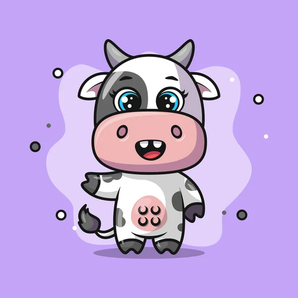 Cute Smiling Dairy Cow Animal Character Suitable Covers Posters Banners — Stock Vector