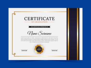 Modern Sertifika Takdir ve Mezuniyet Şablonu. Tüm sınıf ve şirketlerin okul eğitimi için uygundur..