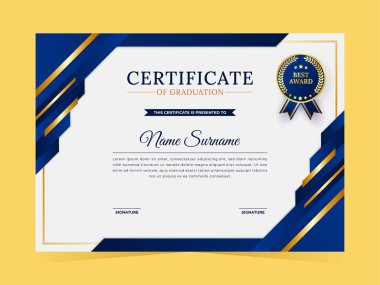 Modern Sertifika Takdir ve Mezuniyet Şablonu. Tüm sınıf ve şirketlerin okul eğitimi için uygundur..