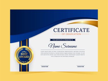 Modern Sertifika Takdir ve Mezuniyet Şablonu. Tüm sınıf ve şirketlerin okul eğitimi için uygundur..