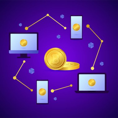 Kripto para birimi ve blok zinciri konsepti. Teknoloji ilerliyor ve Kripto para birimi zamanı..