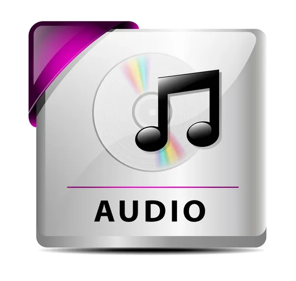 Originalmente Diseñado Botón Descarga Audio Icono — Vector de stock