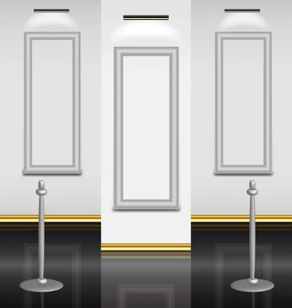 sanal müze sergi salonu ile üç boş vurgulanmış çerçeve resim çerçeveleme için hazır