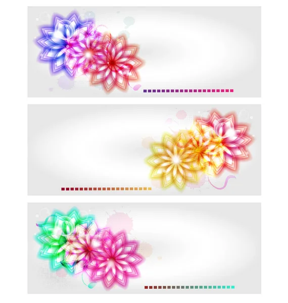 Abstract Colorful Vector Banner Background Template Stylized Flowers — Stock Vector