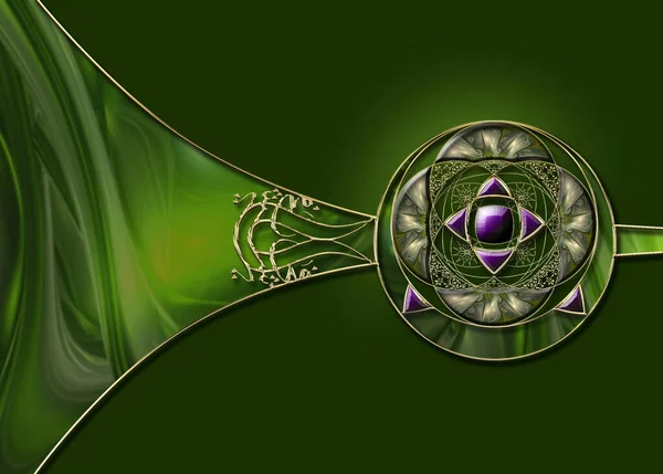 Suyun altında kalmış fraktal ve altın süsleme ile zarif yapıştırma kitaplarının 3 boyutlu resimleme şablonu 