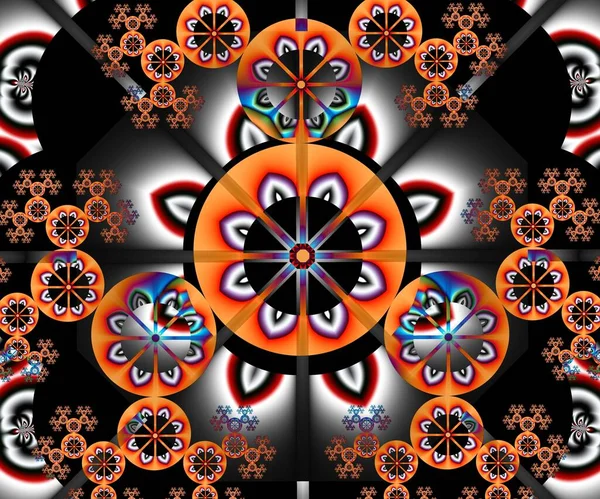 Yaratıcı tasarım, hobi ve süsleme için renkli soyut fraktal çizimler