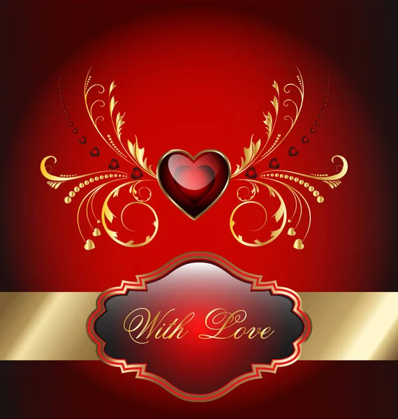 Elegant Vector Valentines Day Themed Red Celebration Card Red Glossy — Stock Vector