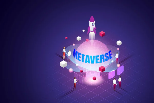 Upplev Metaverse Den Gränslösa Virtual Reality Tekniken För Framtida Användare — Stock vektor