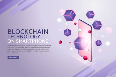 Sanal gerçeklik metaevreleri, akıllı telefonlar ve dijital cihazlar için engelleme teknolojisi gelecekteki teknoloji, iniş sayfası. izometrik vektör çizimi