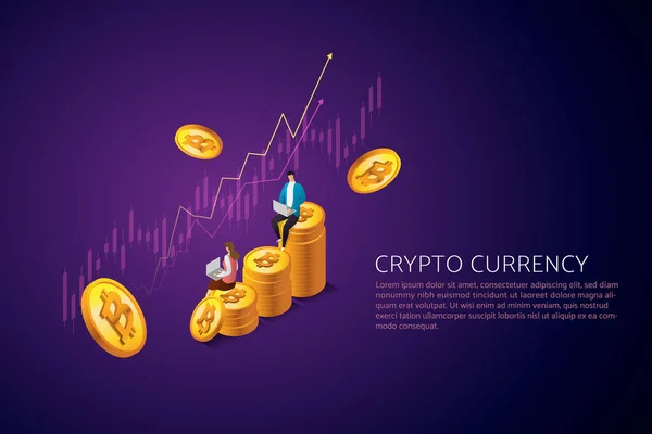 Échange Bitcoin Sur Votre Ordinateur Labtop Avec Des Investissements Ligne — Image vectorielle