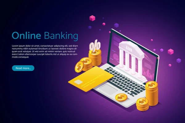 Condurre Transazioni Finanziarie Servizi Attraverso Online Banking Schermo Portatile Digital — Vettoriale Stock