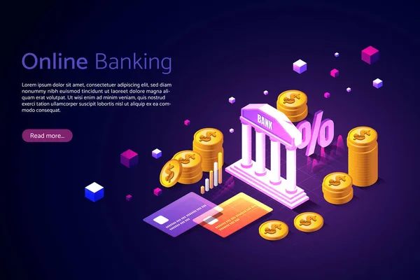 Condurre Transazioni Finanziarie Servizi Attraverso Online Banking Digital Finance Online — Vettoriale Stock