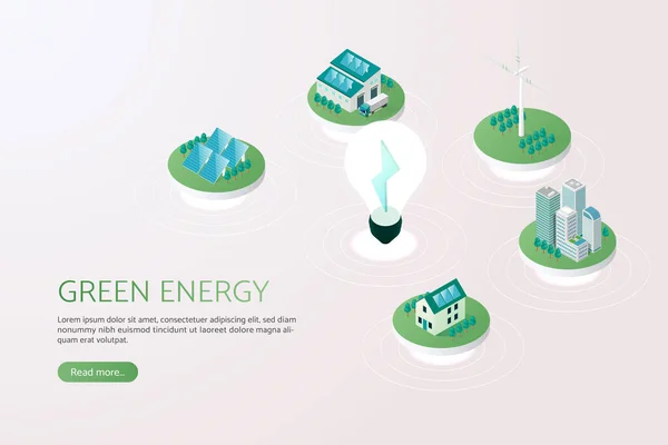 Sonnenkollektoren Solarenergie Hausdach Und Windmühle Saubere Energie Grüne Industrielle Und — Stockvektor