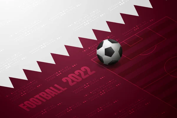 Katar Futbolu 2022 Mor Arka Plan Izometrik Vektör Çizimi — Stok Vektör